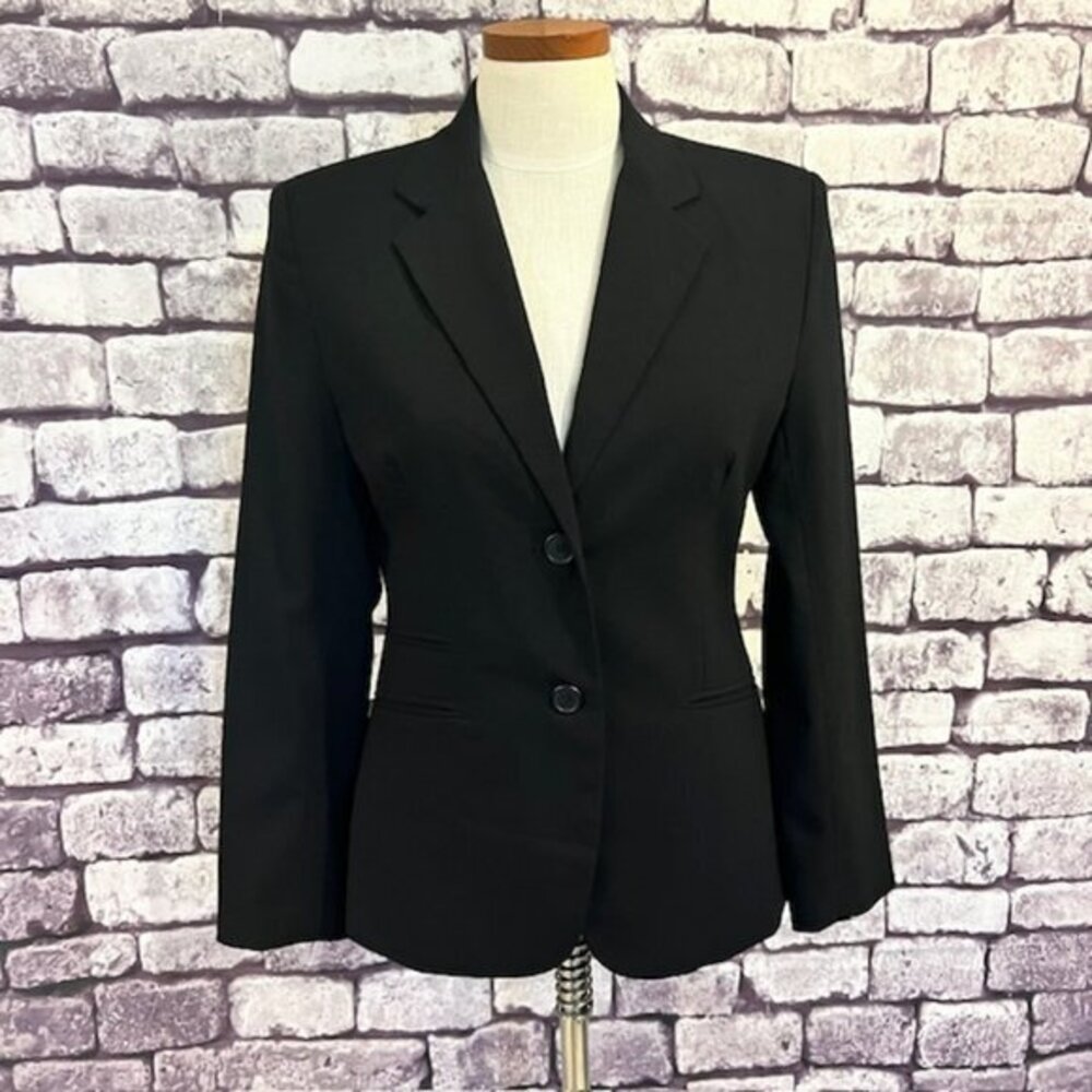 Kaos Black Fully Lined Long Sleeve Button Down Jacket Size 6